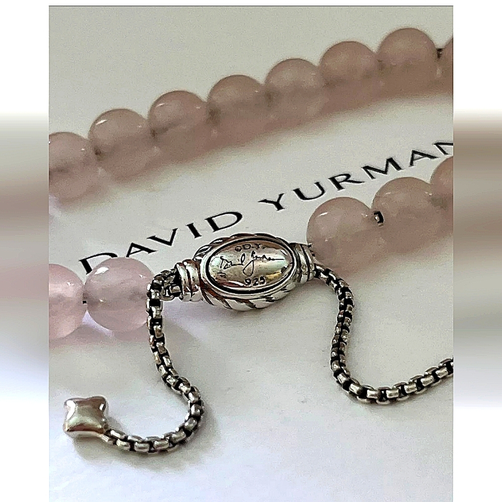 David Yurman Pink Bead and Silver Chain Bracelet